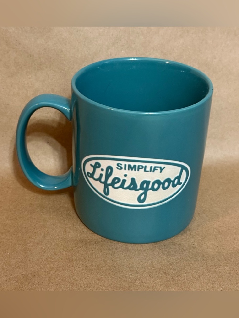 Life is Good Simplify Oversized Mug Teal color